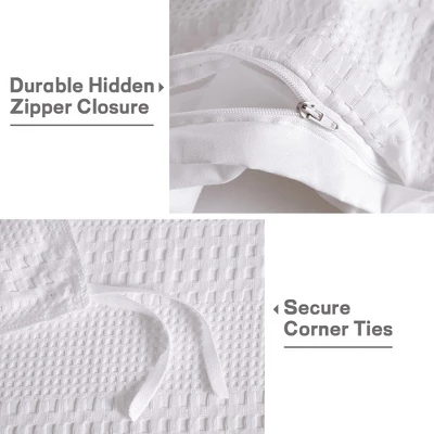 White Waffle Weave Textured Duvet Cover Set - Soft And Breathable, All-Season Duvet Cover 5 White Waffle Weave Textured Duvet Cover Set - Soft And Breathable, All-Season Duvet Cover - Image 3