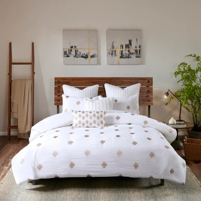 3pc Full/Queen Stella Dot Cotton Duvet Cover Mini Set Copper 4 3pc Full/Queen Stella Dot Cotton Duvet Cover Mini Set Copper - Image 2