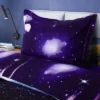 PiccoCasa 100% Polyester Galaxy Sky Cosmos Night Pattern 3D Printed Duvet Cover Sets 3 Pcs With 1 Pillowcase Twin Dark Purple