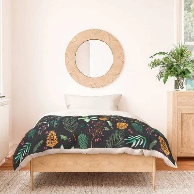 Deny Designs Ninola Design Christmas Botanical Charcoal Duvet Cover Set Gray 4 Deny Designs Ninola Design Christmas Botanical Charcoal Duvet Cover Set Gray - Image 2