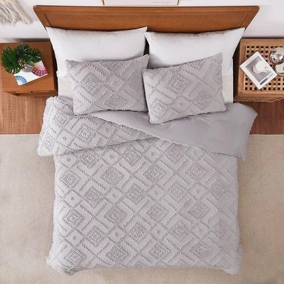 Cotton Chenille Duvet Cover Set, 3PCS Boho Geometric Chenille Clipped Jacquard Farmhouse Duvet Cover Set 3 Cotton Chenille Duvet Cover Set, 3PCS Boho Geometric Chenille Clipped Jacquard Farmhouse Duvet Cover Set