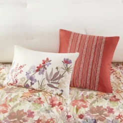 Julia 7pc Cotton Printed Comforter Set Off White/Red/Lavender -Bedding Shop GUEST d5b75f57 b0cd 4372 a69a e3df70c86b19