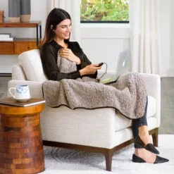 Heated Blanket 2-Pack - USB-Powered Fleece Throw Blankets For Travel, Home, Office, Or Camping - Winter Car Accessories By Stalwart (Gray) -Bedding Shop GUEST d7befdde 4cc4 4d54 a342 c8ad75ce920e