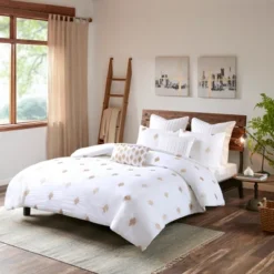 3pc Full/Queen Stella Dot Cotton Duvet Cover Mini Set Copper