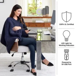 Heated Blanket 2-Pack - USB-Powered Fleece Throw Blankets For Travel, Home, Office, Or Camping - Winter Car Accessories By Stalwart (Navy Blue) -Bedding Shop GUEST db1c9304 3887 44cf 8d3a c0b78052c08a