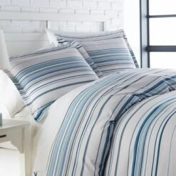 Southshore Fine Living Coastal Stripes Oversized Down Alternative Comforter Set