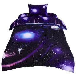 PiccoCasa 100% Polyester Galaxy Sky Cosmos Night Pattern 3D Printed Duvet Cover Sets 3 Pcs With 1 Pillowcase Twin Dark Purple -Bedding Shop GUEST e29b4c2d 42fc 49fa af01 5e979c9e3cca