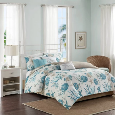 Madison Park 6pc Ocean View Cotton Sateen Duvet Cover Set Aqua 13 Madison Park 6pc Ocean View Cotton Sateen Duvet Cover Set Aqua - Image 11