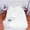 PiccoCasa Washed Cotton Solid With Bowknot Closure Design Duvet Cover Sets 3 Pcs With 2 Pillowcases Queen White