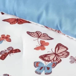 Butterfly Print Microfiber Decorative Bed Set With Throw Blue/Red/White - Room Essentials™ -Bedding Shop GUEST e5e4b6cc 1806 41ef 8aa1 1eb079de34ef