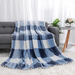 PiccoCasa Flannel Pom-Pom Tartan Checkered Fleece Throw Blanket 1Pc 13 PiccoCasa Flannel Pom-Pom Tartan Checkered Fleece Throw Blanket 1Pc -Bedding Shop GUEST e9be638f 2946 4a5b a4ff 14e8de58814a