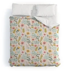 Ditsy Floral Field Pimlada Phuapradit Comforter Set Pink/Yellow/Green - Deny Designs -Bedding Shop GUEST eaa3d3da 7caf 4b16 b60c 8dcd99ce6290