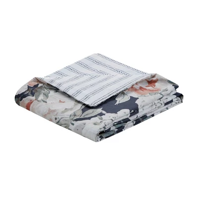 Sorrel Full/Queen 3pc Cotton Printed Reversible Coverlet Set Dark Blue 19 Sorrel Full/Queen 3pc Cotton Printed Reversible Coverlet Set Dark Blue - Image 17