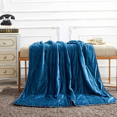 48" X 72" 15lbs Faux Mink Plush Weighted Blanket Navy - Dream Theory 3 48" X 72" 15lbs Faux Mink Plush Weighted Blanket Navy - Dream Theory