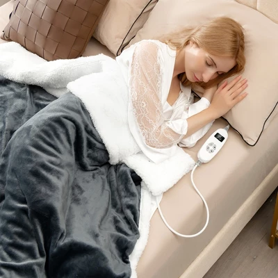 Tangkula 50" X 60" Heated Electric Reversible Fleece Blanket Blanket Throw W/ 10 Heat Levels, 9 Hours Auto Shut-Off, Overheat Protection Gray 6 Tangkula 50" X 60" Heated Electric Reversible Fleece Blanket Blanket Throw W/ 10 Heat Levels, 9 Hours Auto Shut-Off, Overheat Protection Gray - Image 4