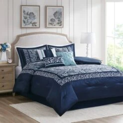 Martha Jacquard Comforter Set Navy - Madison Park -Bedding Shop GUEST fc9e4c96 8ea6 4b82 a21f 7eeebd9ee958