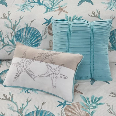 Madison Park 6pc Ocean View Cotton Sateen Duvet Cover Set Aqua 9 Madison Park 6pc Ocean View Cotton Sateen Duvet Cover Set Aqua - Image 7